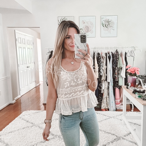 Free People Tops - Free people ivory beaded embroidered peplum top